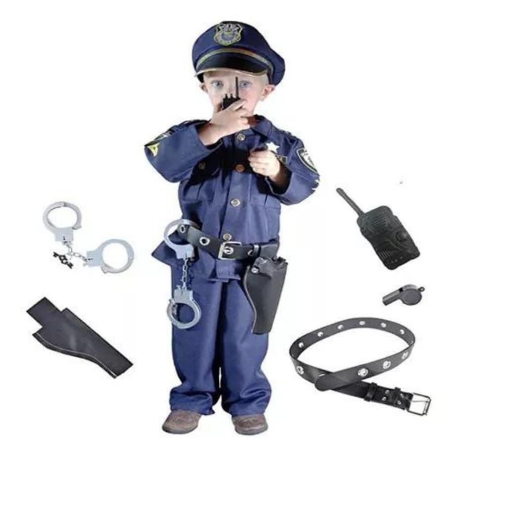Fantasia infantil de policial com acessórios, fantasias de Halloween, uniforme policial