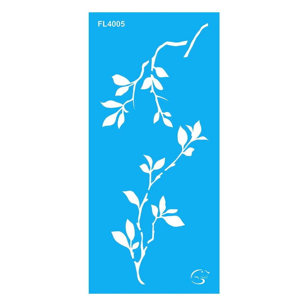 FL4005 - Galho de Folhas - 7x15 - Stencil Gatas Arteiras