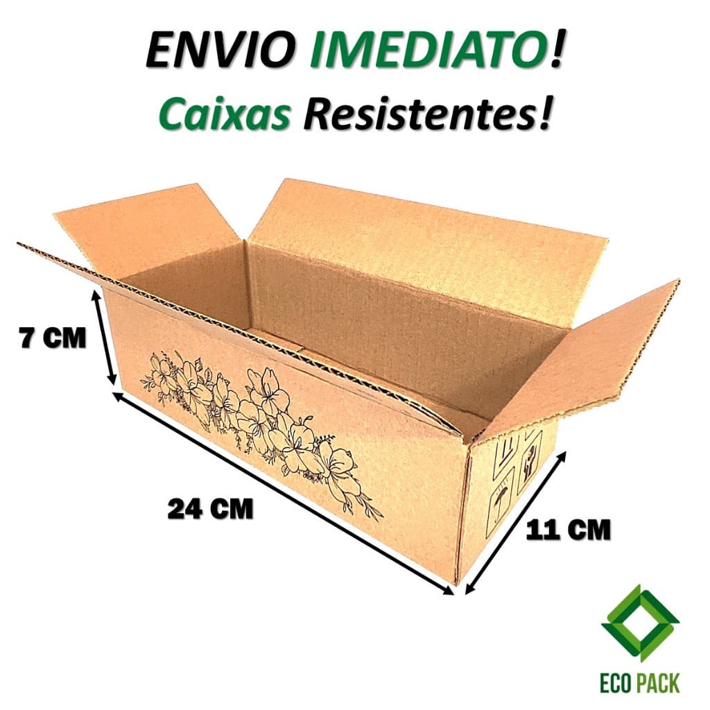 PROMOÇÃO Kit 50 Caixas de Papelão Personalizadas Flor 24x11x7 Resistente