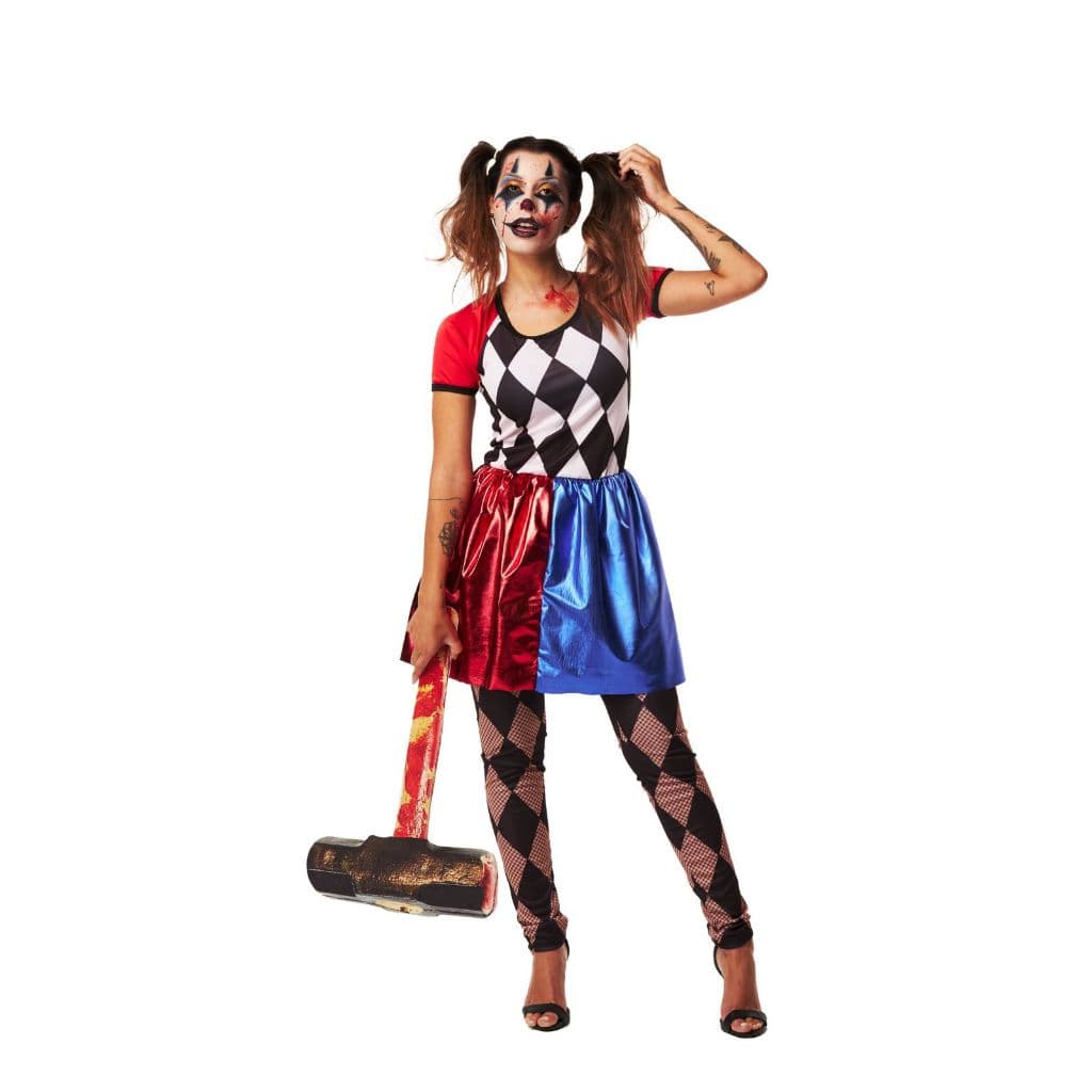 Fantasia Halloween Feminina Arlequina Palhaça Ladyclow Adulto