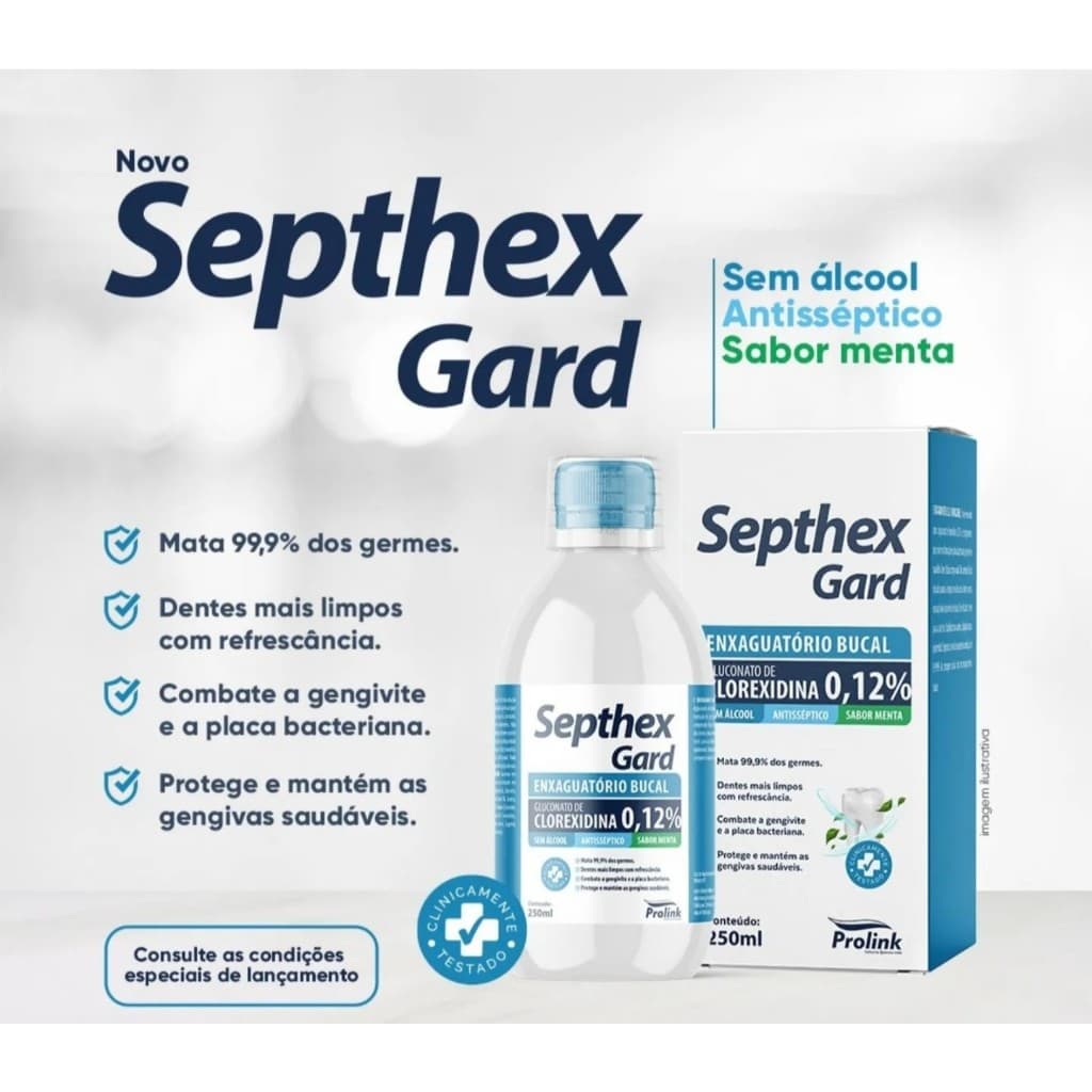 ENXAGUANTE BUCAL SEPTHEX GARD ENXAGUATÓRIO SABOR MENTA 250ML