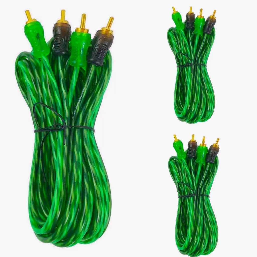 3 Cabo Rca 5 Metros 200 Pro Technoise Injetado Verde 4mm