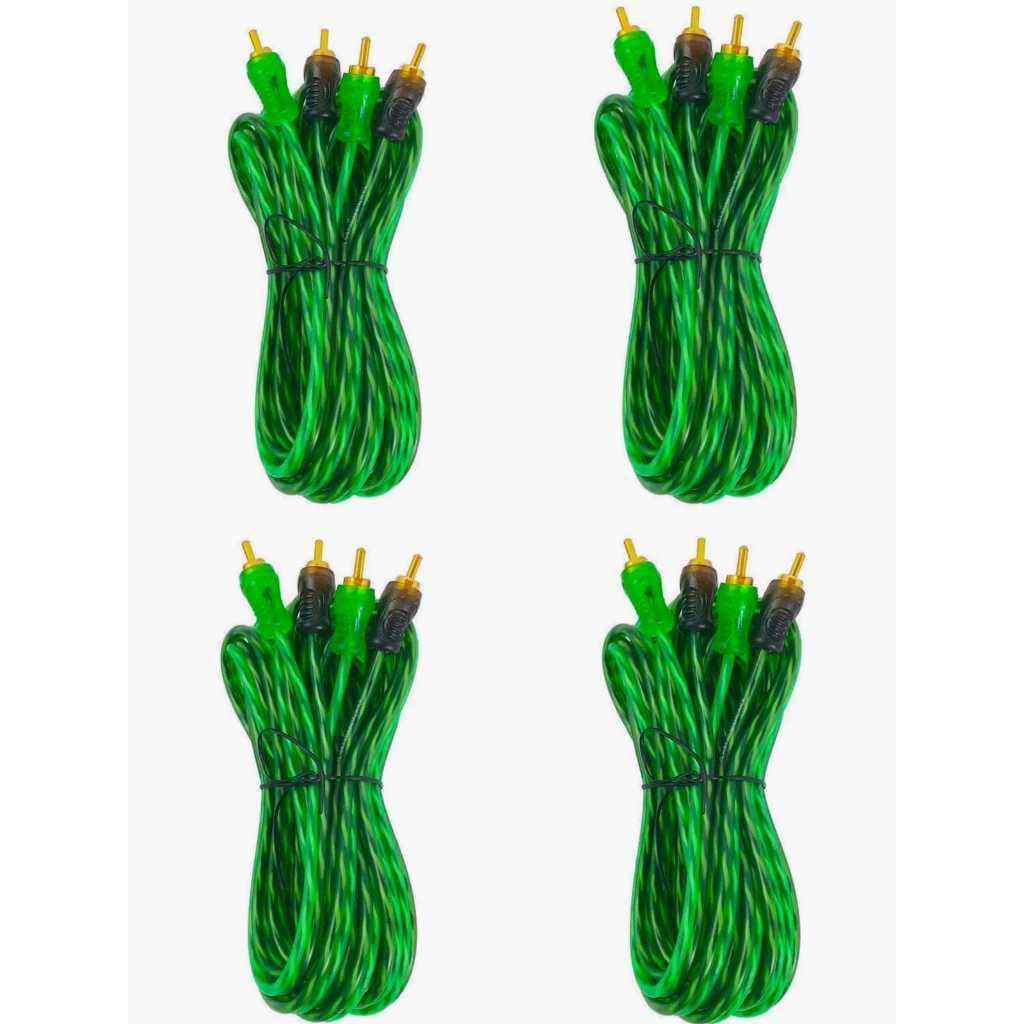 4 Cabo Rca 5 Metros 200 Pro Technoise Injetado Verde 4mm