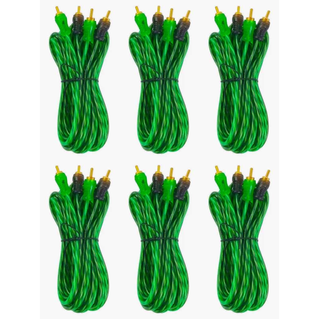 6 Cabo Rca 5 Metros 200 Pro Technoise Injetado Verde 4mm