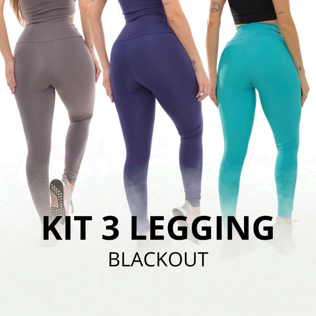 Kit 3 Legging Blackout Zero Transparência Microfibra Com Secagem Rapida