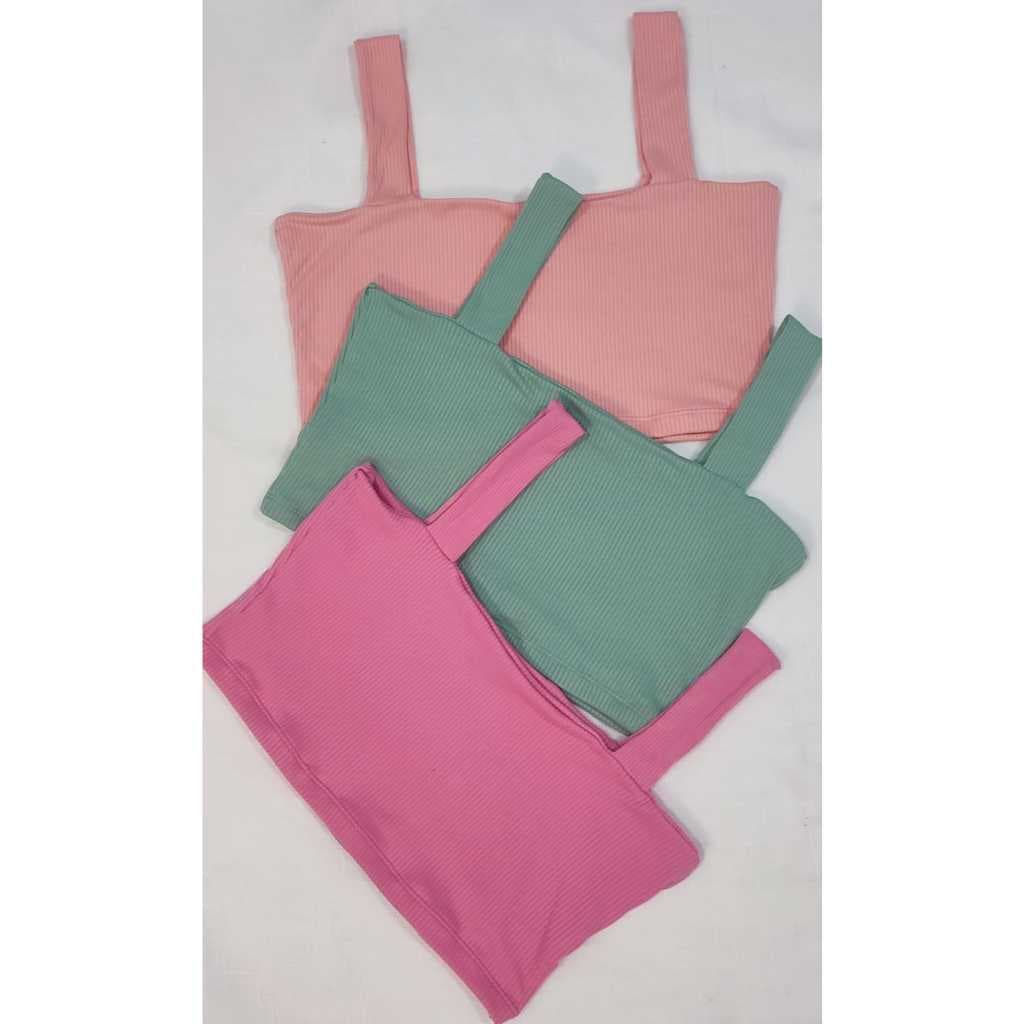 Kit 3 Tops Cropped Feminino Alça Larga em Tecido Canelado/blusa feminina / Top Cropped Faixa Canelado Feminino
