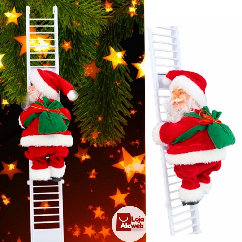 Papai Noel Eletrico Musical Subindo Escada Natal Enfeite