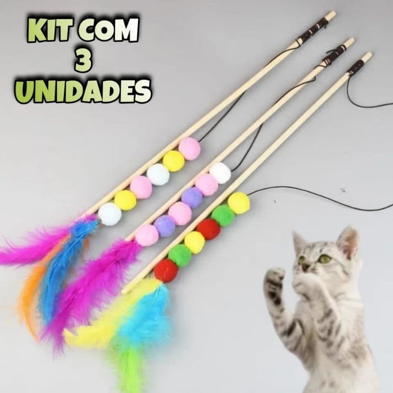 varinha para gato kit 3 unidades conjunto de varinhas de gato