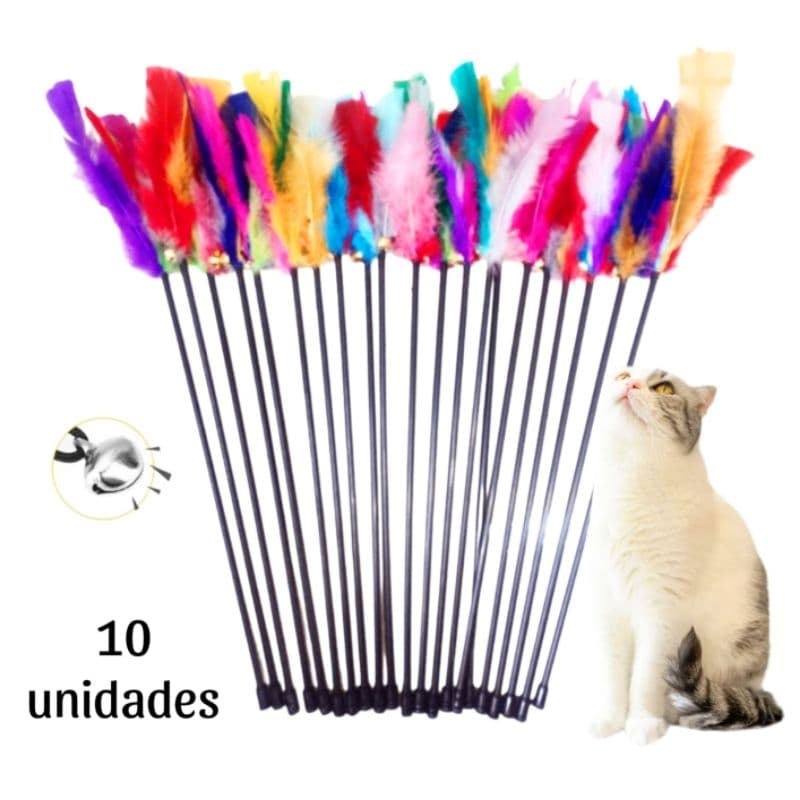 kit 10 varinha para gato conjunto de varetas com penas de Gato