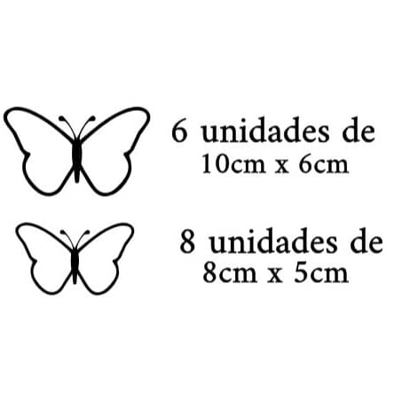 14 Borboletas Vazadas em Vinil Adesivo