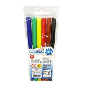 CANETINHAS COLORIDAS HIDROGRÁFICA LAVÁVEL 6 CORES BRINDE DE FESTA - 20 UND