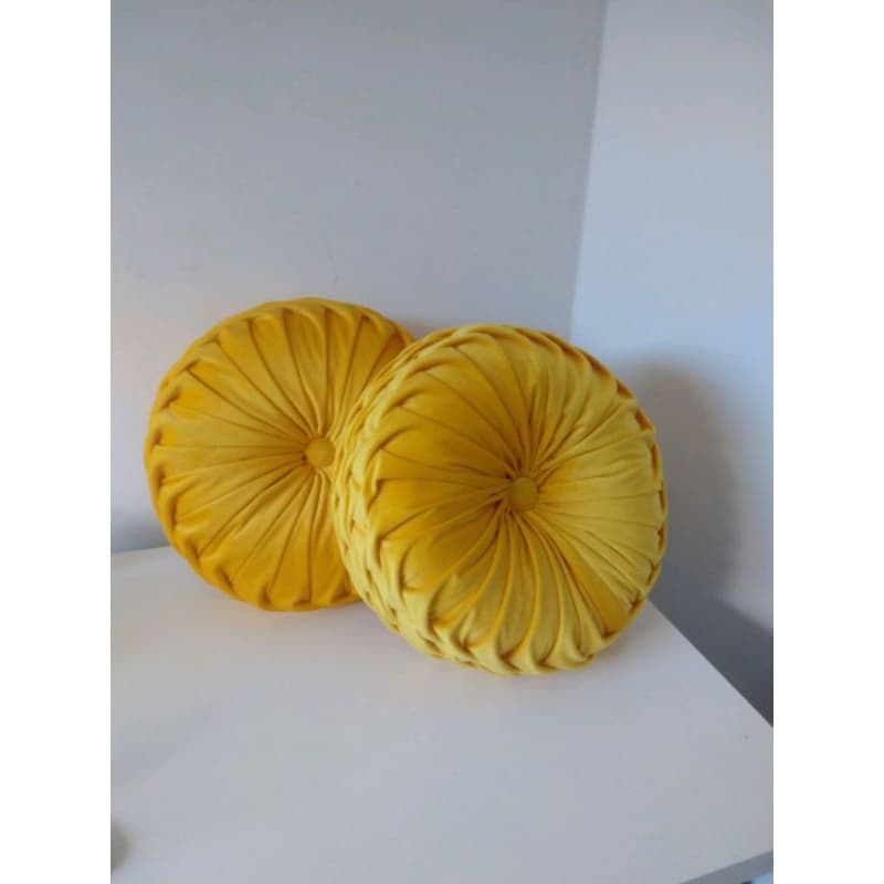 almofada decorativa artesanal amarela veludo 35cm