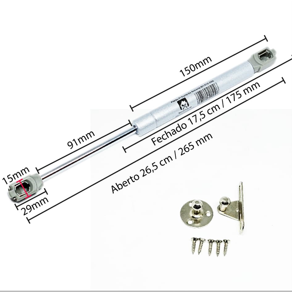 Amortecedor 80n Pistão Gás Armário Cozinha Kit 1 Unidade