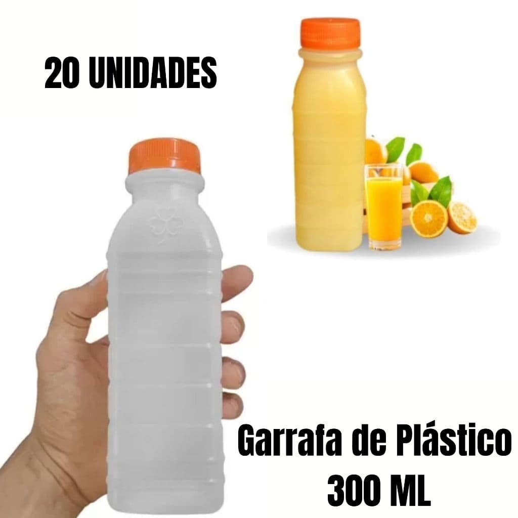 20 unid de garrafa plástica com lacre 300ML para deliverys e tampa de lacre