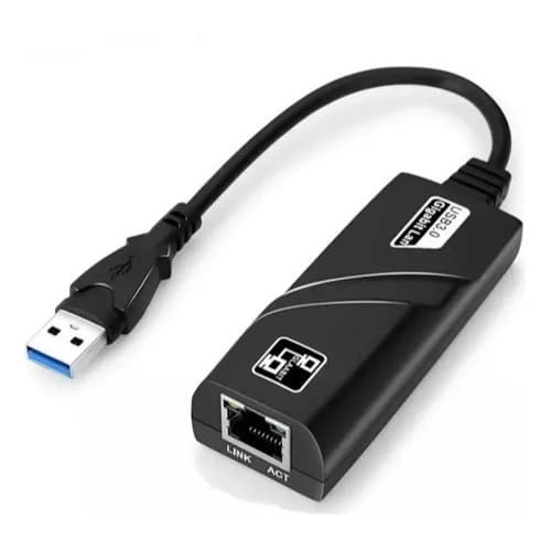 Adaptador Ethernet Usb 3.0 Rede Gigabit Rj45 10/100cabo Cor Preto