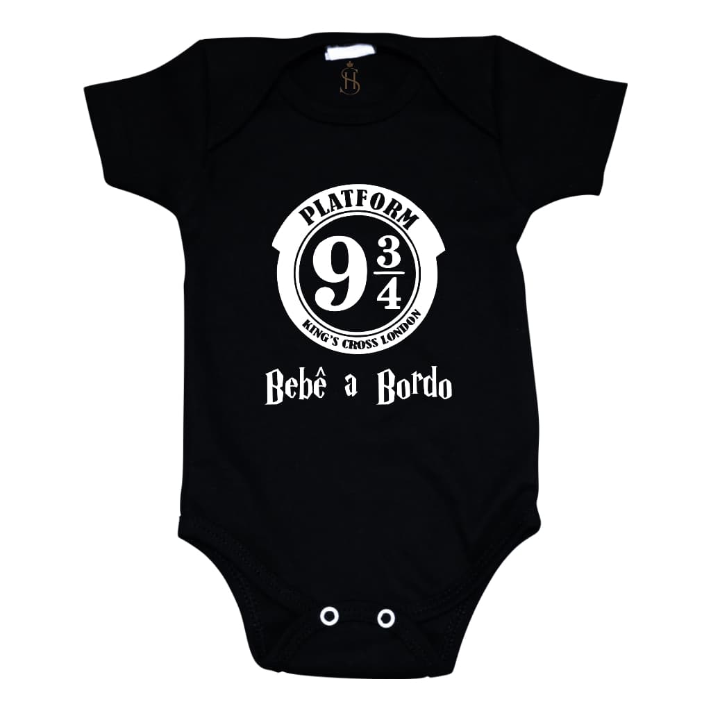 Body Infantil Preto Harry Potter Platform 9 3/4