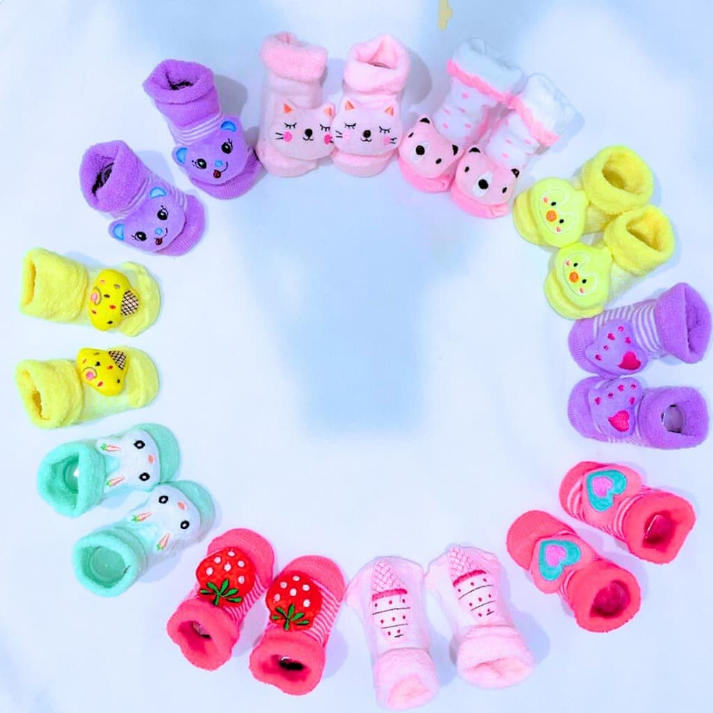 Kit Pares de sapatinho meia Antiderrapante Para Bebê  Bichinhos Menina De 0 a 12meses
