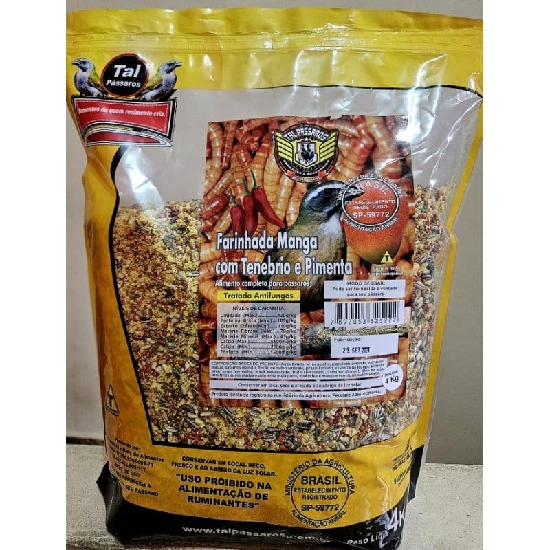 RAÇÃO TRINCA FERRO - PIXARRO - FARINHADA MANGA COM PROTEINA. 4KG - TAL PÁSSAROS