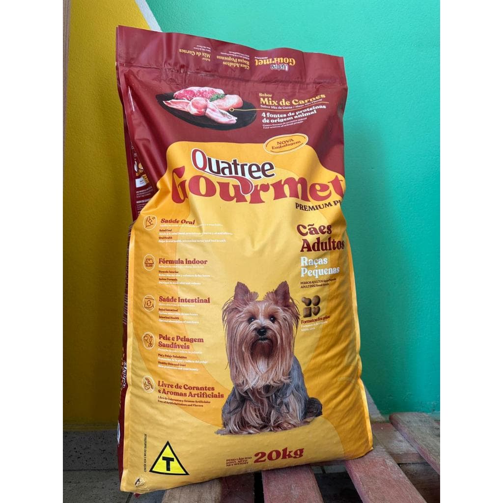Ração Quatree Gourmet adultos, raças pequenas 20KG | Sabor mix de carnes