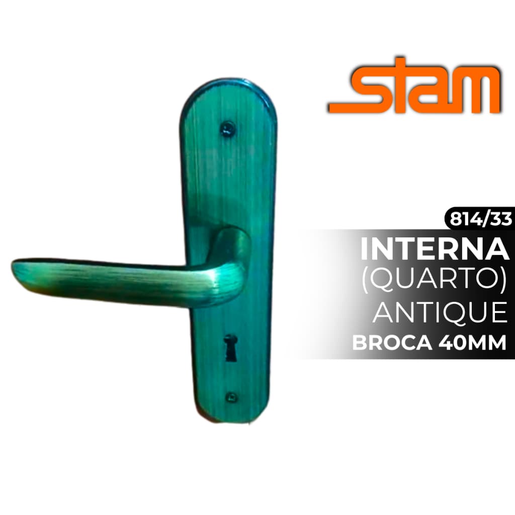 Fechadura Porta de Quarto Interna Stam 814/33 Espelho Broca 40mm Antique