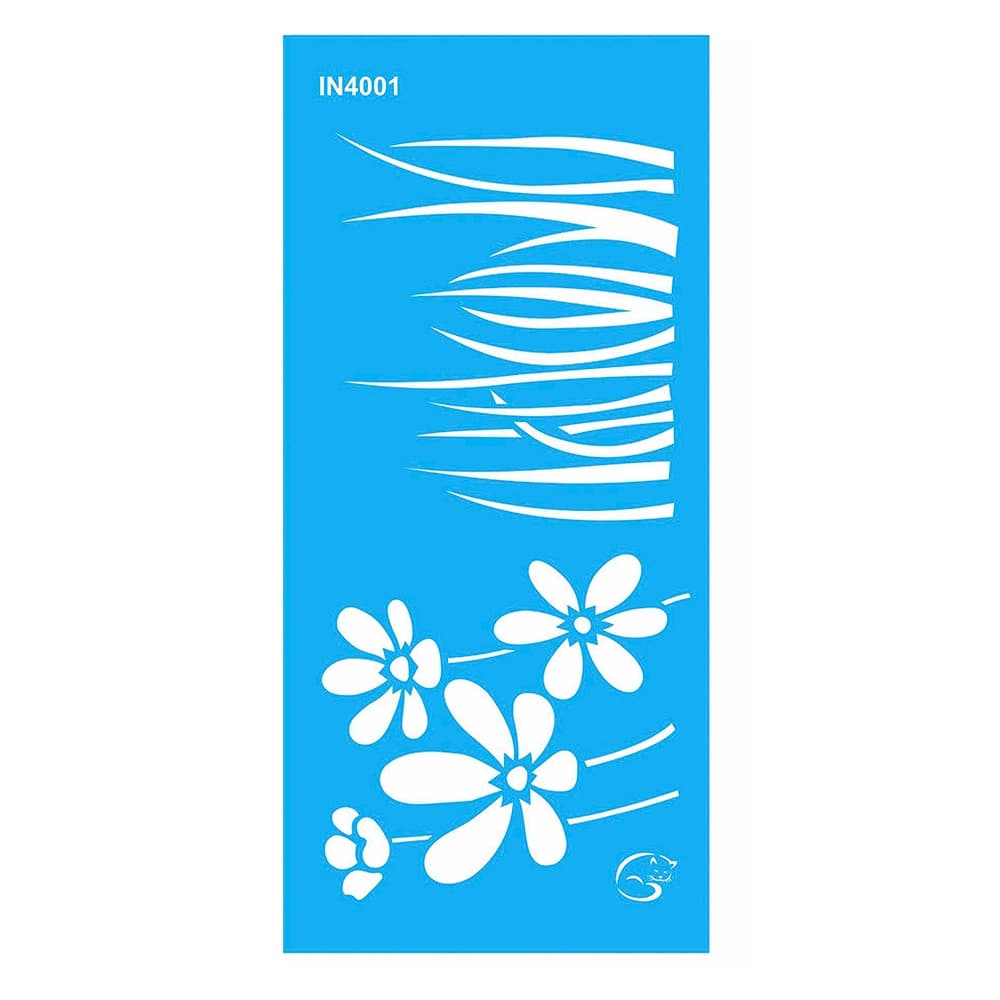 IN4001 - Flores e Grama - 7x15 - Stencil Gatas Arteiras