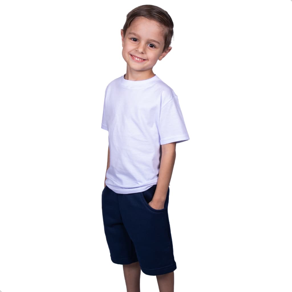 Conjunto Verão Camiseta E Bermuda Moletom Confortável Básico Escola Passeio