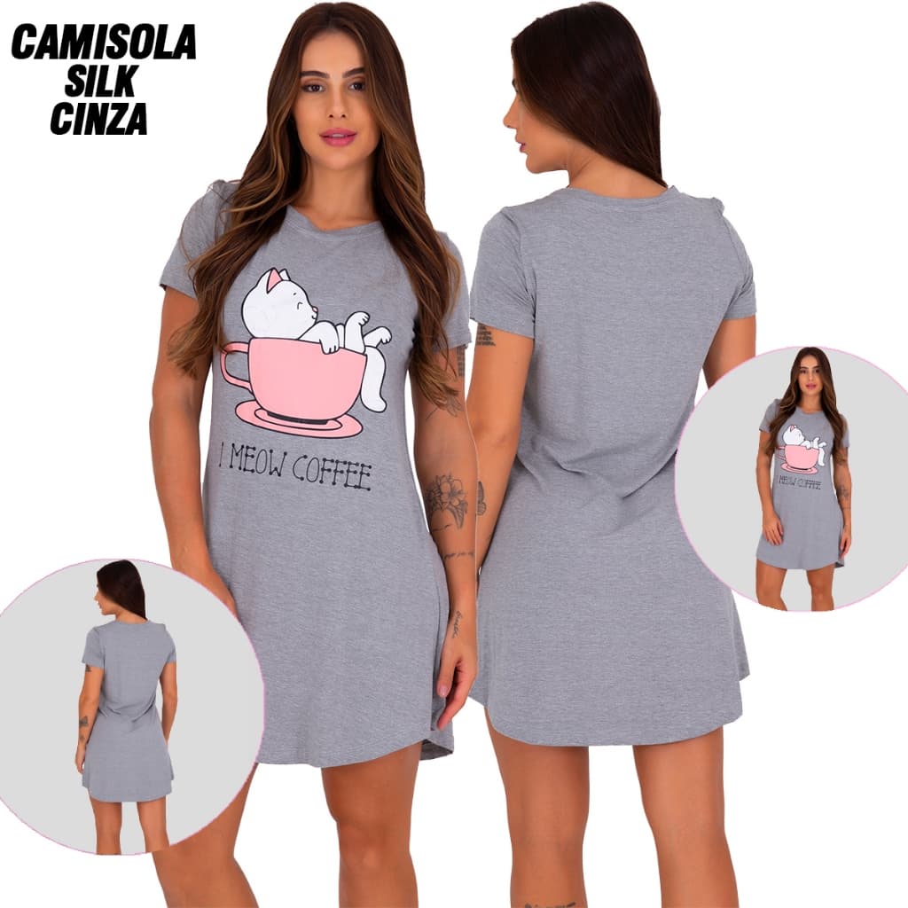 Camisola Silk Pets Good Sleep Pijama Verão Vestido de dormir