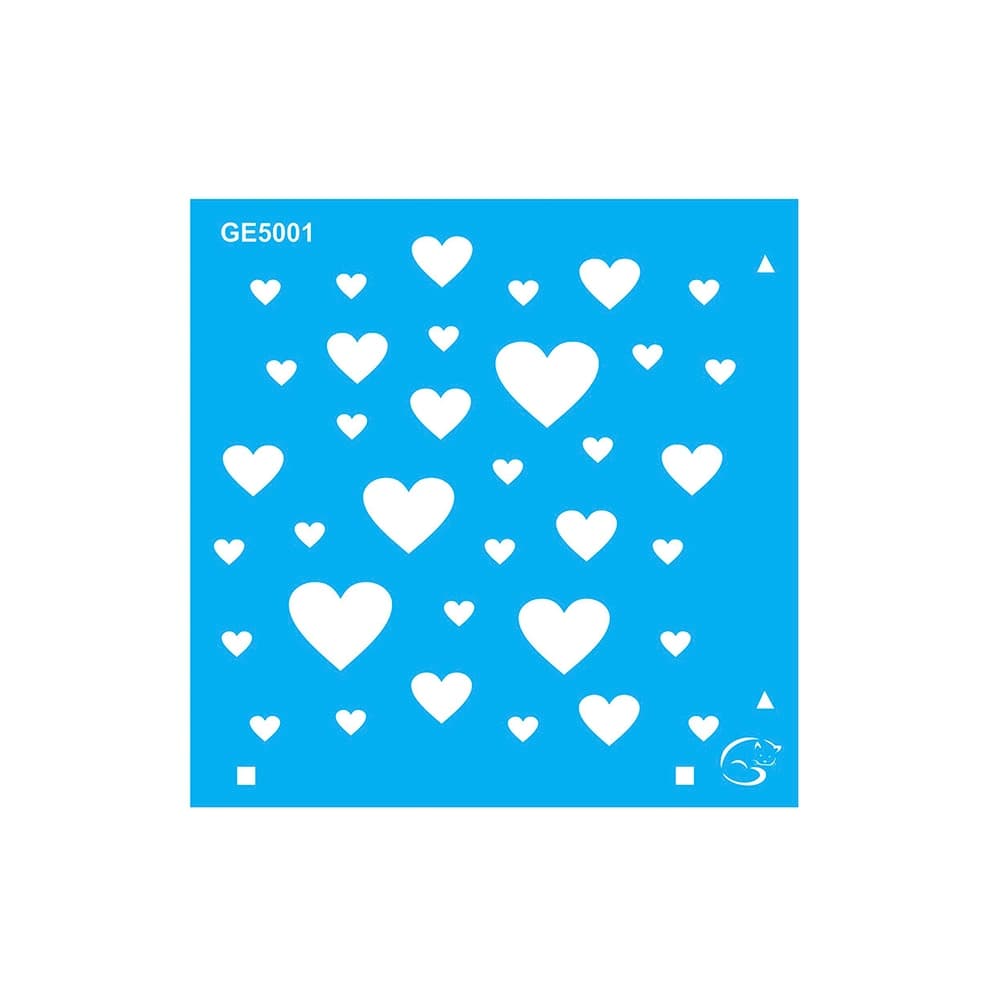 GE5001 - Corações Diversos – 10x10 - Stencil Gatas Arteiras