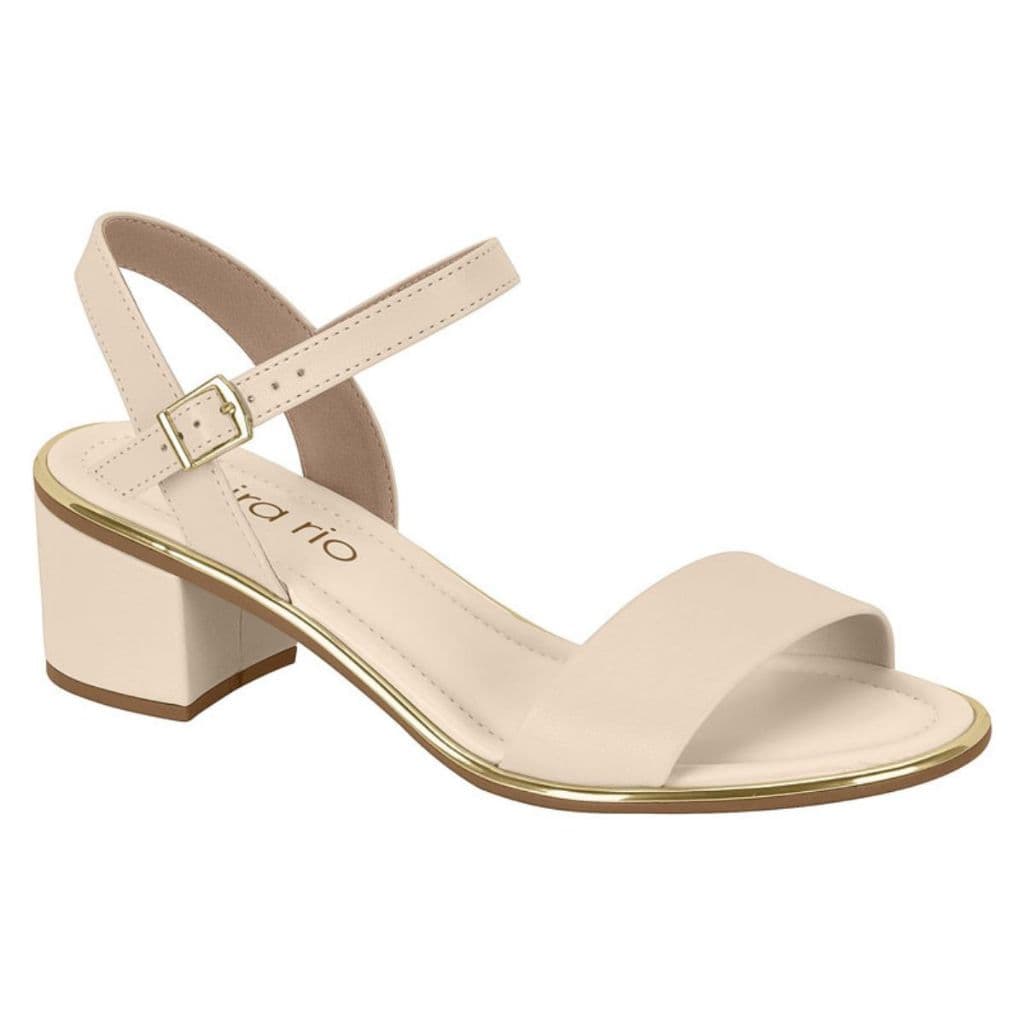Sandália Feminina Beira Rio Off White Conforto Salto Baixo Grosso