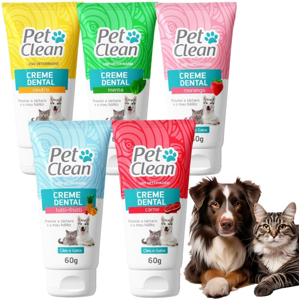 Creme Dental Pasta De Dente Para Cachorro e Gato Anti Tártaro Elimina Mal Halito e Bafo