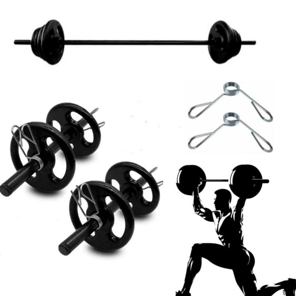 Kit Completo Body Pump + Barra De Mão E Ate 28kg De Anilhas Pintada Musculação