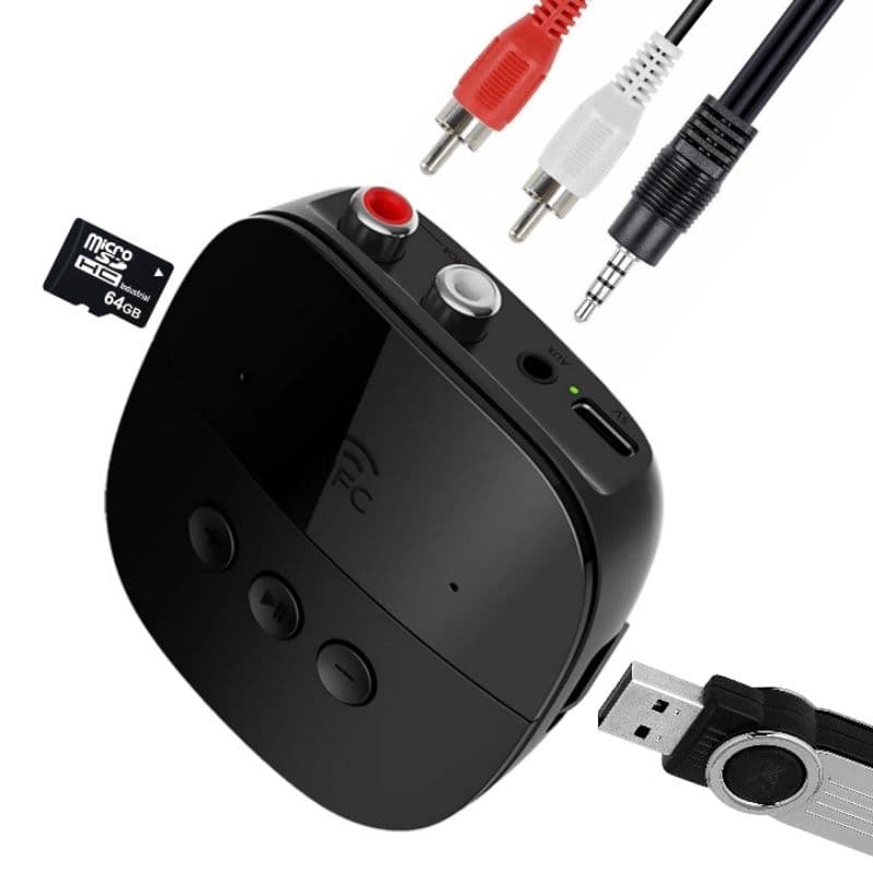 Adaptador Bluetooth Receptor de Áudio + Cabo P2 e RCA USB Cartão TF Para Som Antigo TV Amplificador