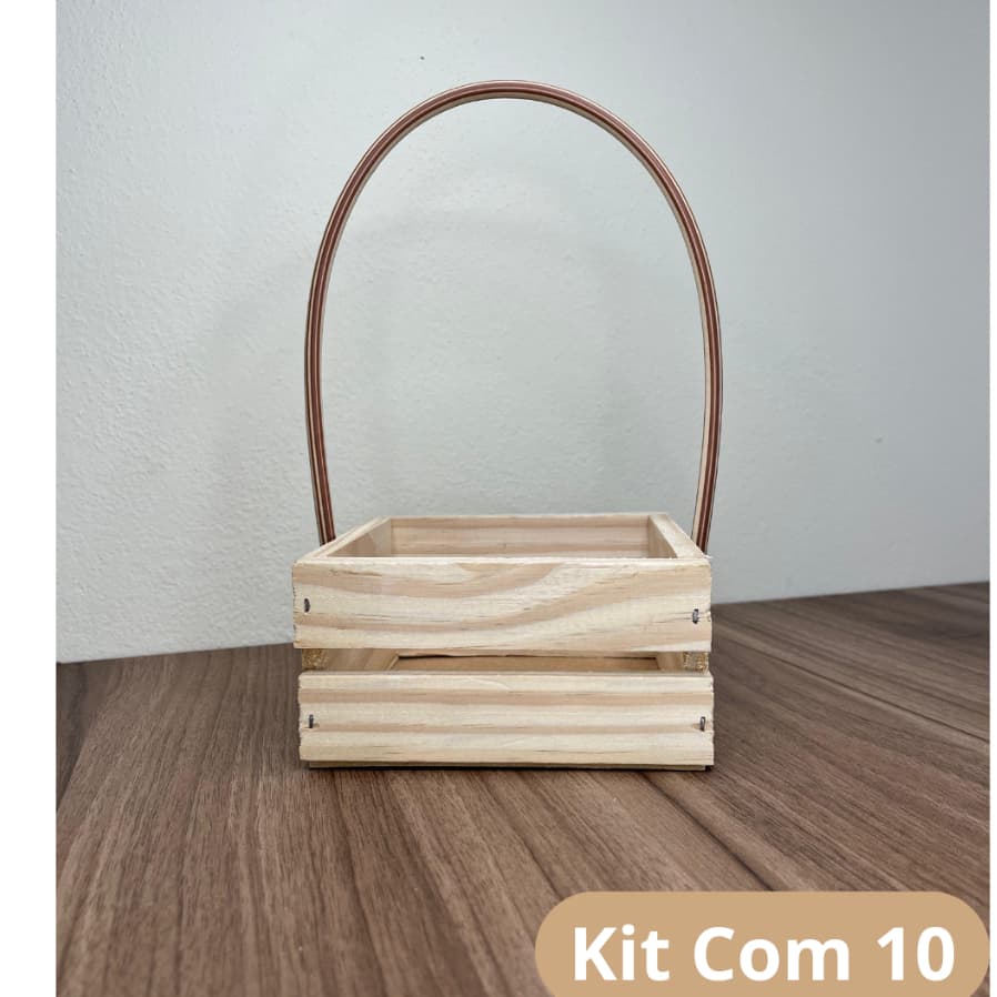 Kit 10 Cestas Fraldeira Artesanal Quadrada Com Alça Presente Natal Páscoa Kits Cosméticos