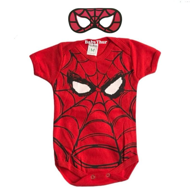 Body Bebe Kit Body + Mascara Homem Aranha Temático Mesversario Fantasia
