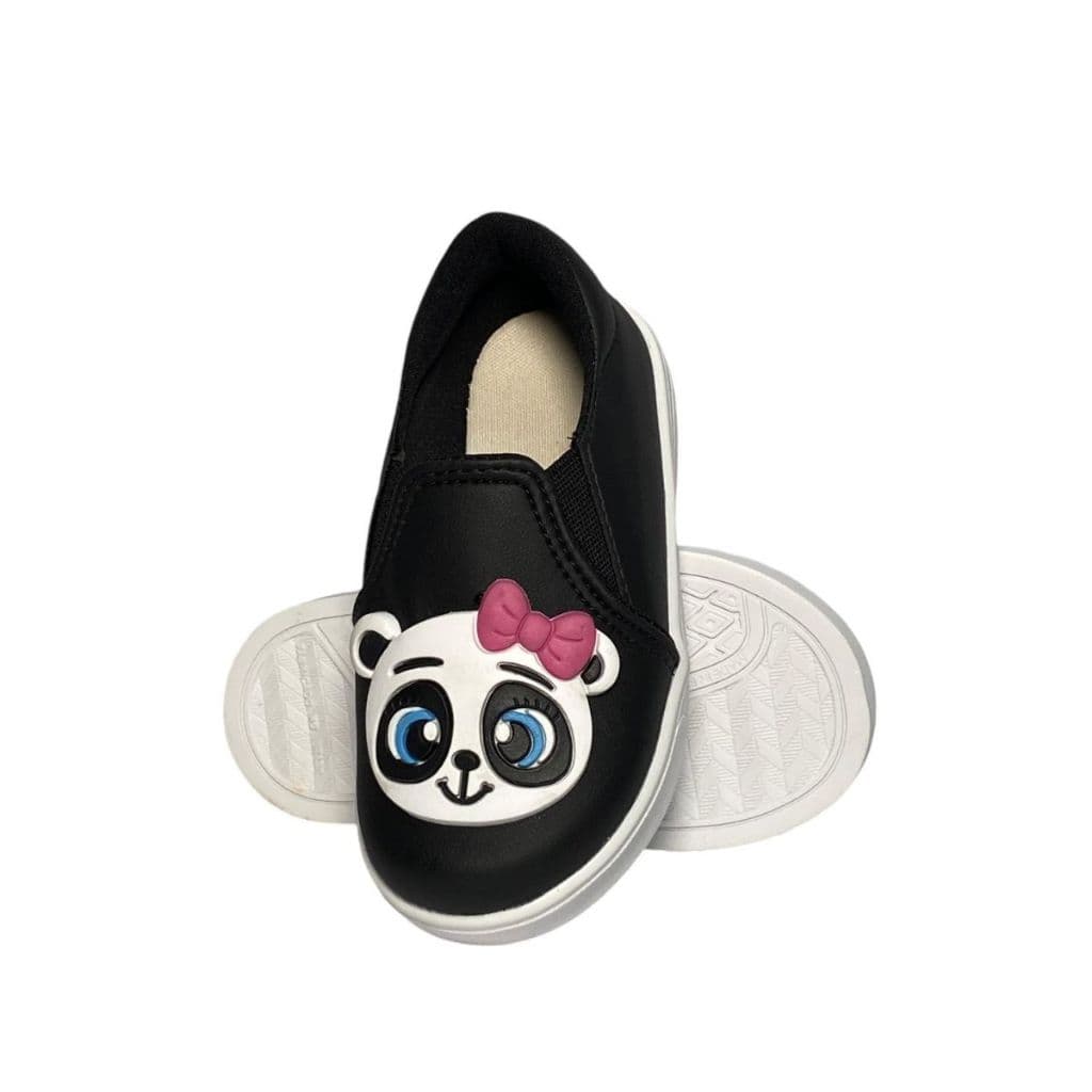 Tênis Infantil Menina Iate Panda Preto confortável 20 Ao 34