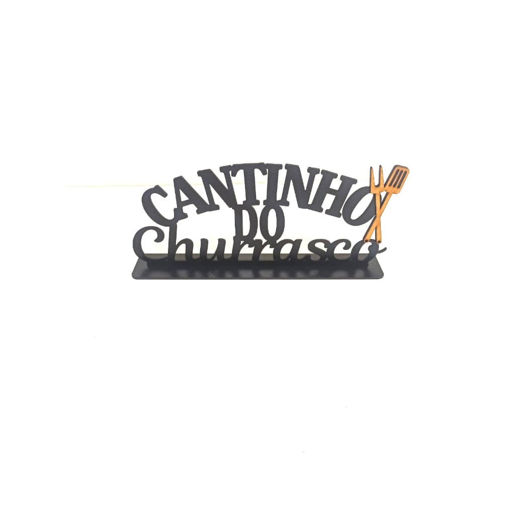 placa decorativa Cantinho do Churrasco em MDF com base para mesa