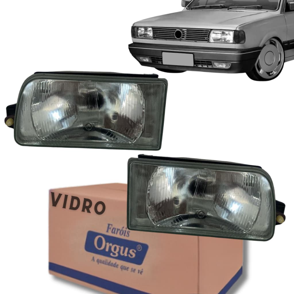 Par Farol Gol G1 Quadrado Parati Saveiro Voyage 1991 á 1997 - Modelo Arteb - Lente de Vidro - Orgus