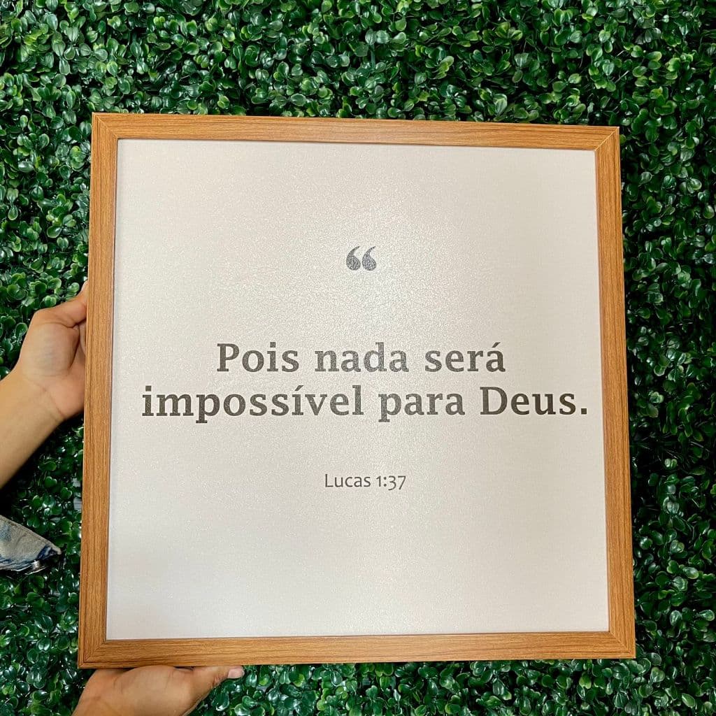 Quadro decorativo cobre caixa de luz com moldura 43x43 POIS NADA SERÁ IMPOSSIVEL sala/quarto/cozinha/decoração/parede