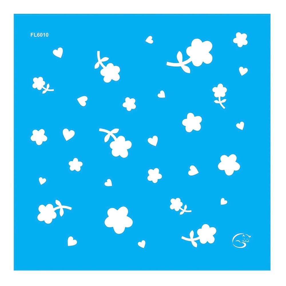 FL6010 - Fundo Mini Flores - 14x14 - Stencil Gatas Arteiras
