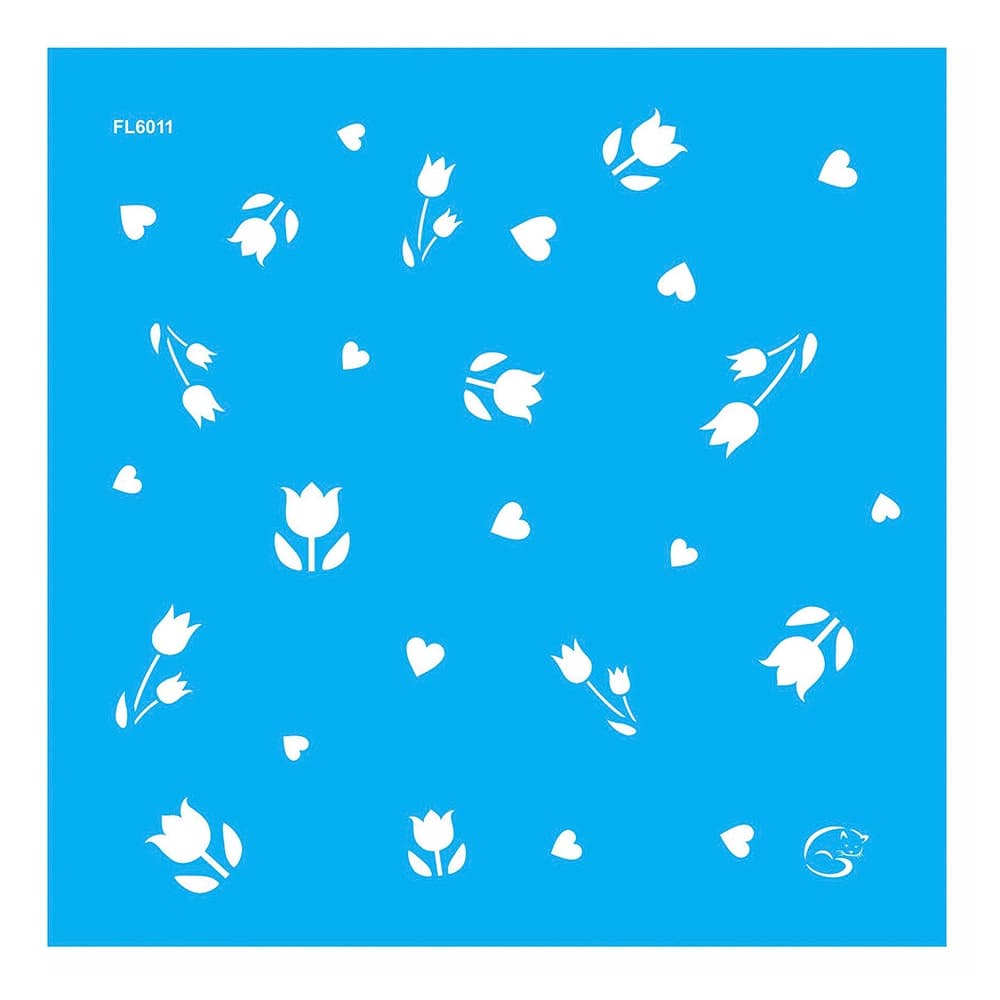 FL6011 - Fundo Mini Tulipas - 14x14 - Stencil Gatas Arteiras