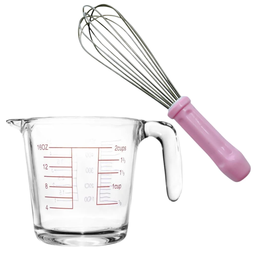 Foet Fue Batedor Bolo Ovos 30cm Jarra Medidora Confeitaria Vidro 500ml Graduada Massa Cozinha