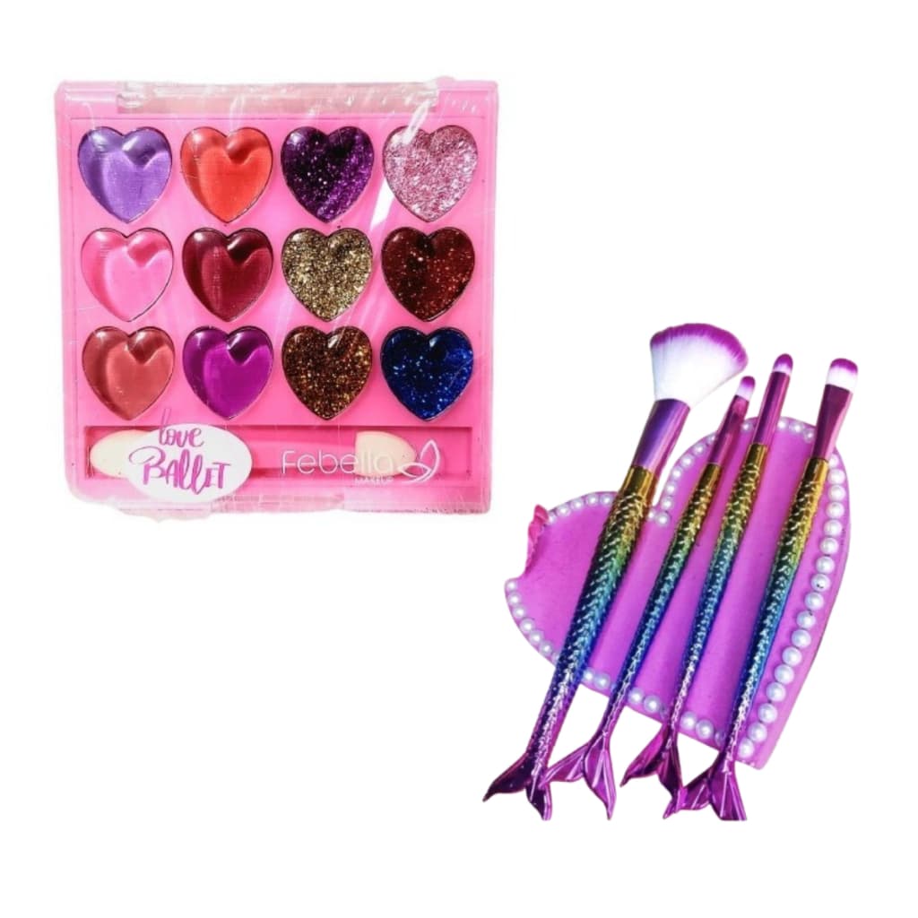 Kit Paleta de Sombras + Kit Pincel Sereia Menina Envio Rápido