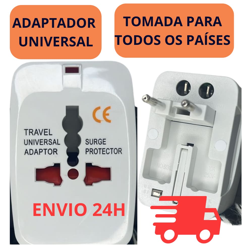 Adaptador Tomada Universal Internacional Viagem + 150 Países