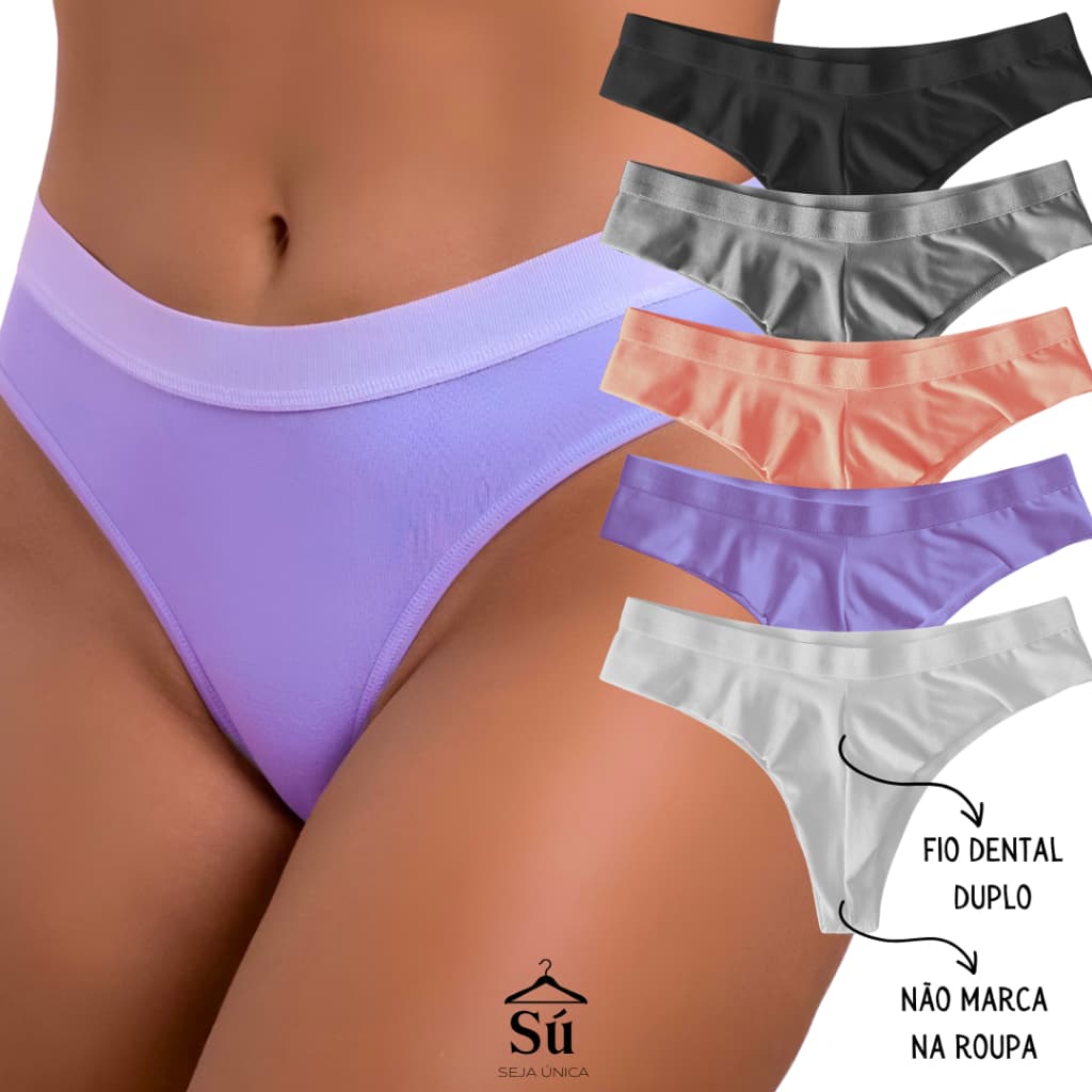 KIT 4 Calcinhas Sem Costura no Bumbum Modeladora Empina Bumbum Ajuste Perfeito