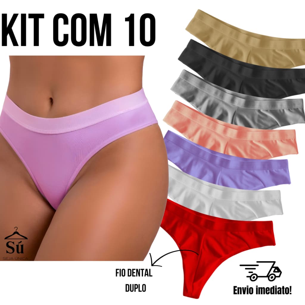 KIT 10 ou 5 Calcinhas Sem Costura no Bumbum Modeladora Empina Bumbum Ajuste Perfeito
