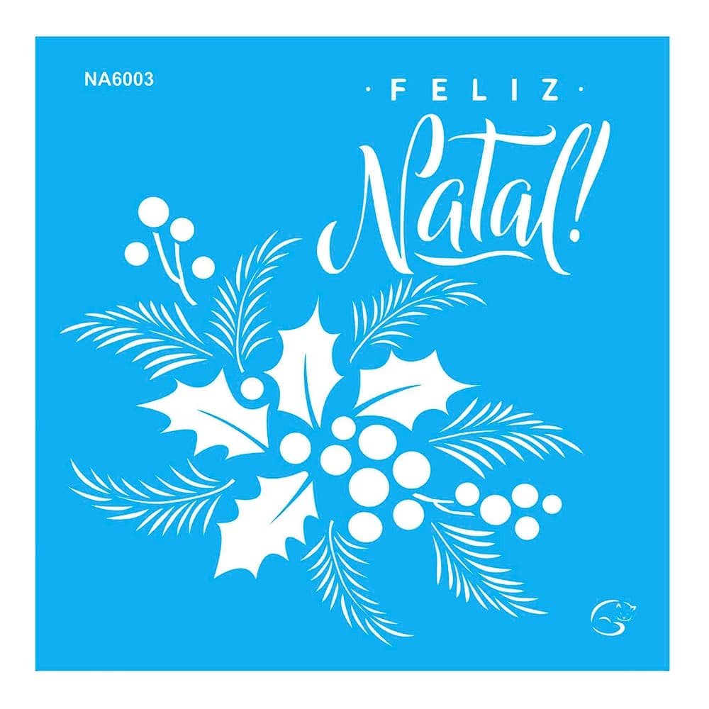 NA6003 - Azevinho - 14x14 - Stencil Gatas Arteiras