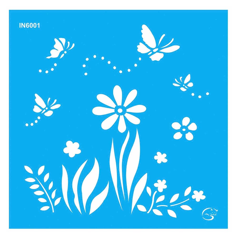 IN6001 - Jardim Encantado - 14x14 - Stencil Gatas Arteiras