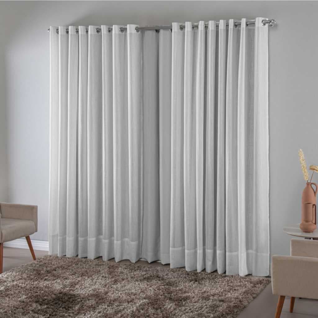 Cortina Linho Gaze Com Forro Blackout Em Tecido 6.00x2.60 - Para Varão Duplo.