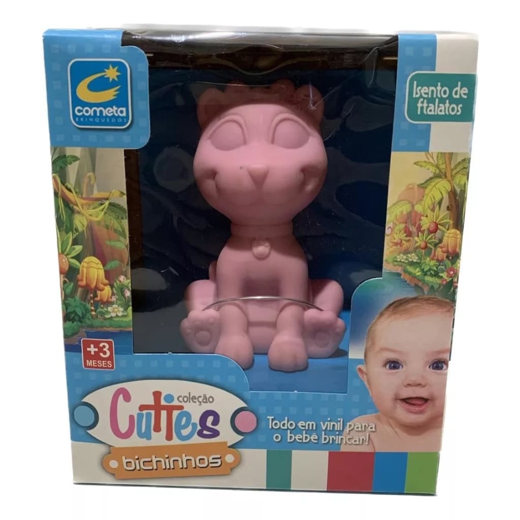 Brinquedo Para Bebê Coleção Cutties Bichinhos Gato Rosa