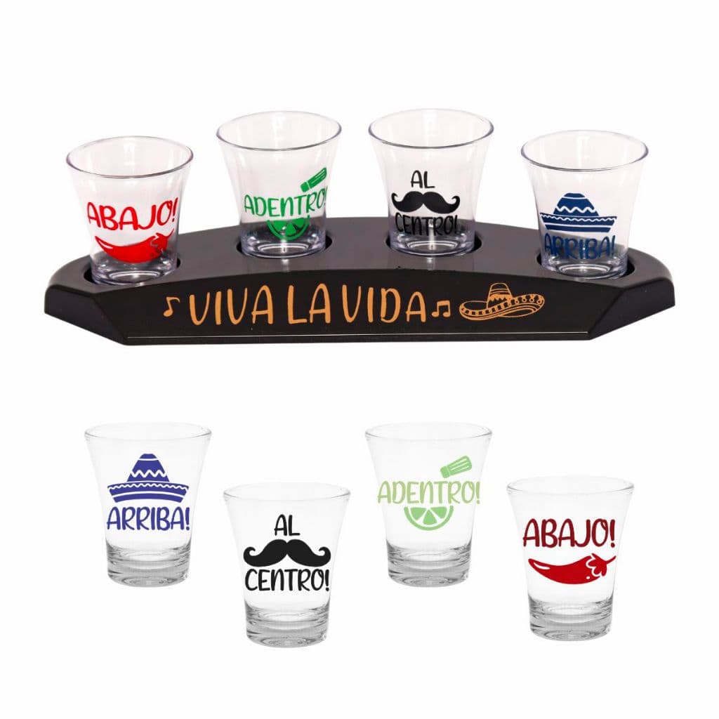 Base Acrilica com 4 copos de dose Personalizados shot pinga cachaça - Aloha